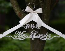 wedding photo - Personalized Wedding Hanger with date, Deluxe Custom Bridal Hanger, Bride Name Hanger, Bridesmaid Hanger, wedding gift EL020