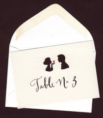 wedding photo - Escort Envelopes, Place card with Bride and Groom Silhouette and Calligraphy