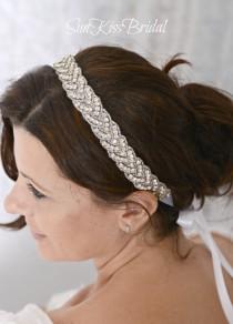 wedding photo - ELLE Braided Bridal Crystal Headband Rhinestones Beaded Headpiece