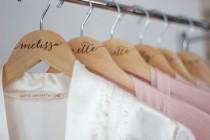 wedding photo - 7 Personalized Bridesmaid Hangers - Engraved Wood