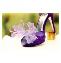 wedding photo - Bow Shoe Clips Amethyst Lavender Purple / Ivory / White / Neon / Something Blue / Red / Fuschia. Bride Bridal, Autumn Dainty Couture Fashion