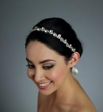 wedding photo - Bridal Rhinestone Headband Attached to a Pure Silk Ribbon - Ships in 3-5 Business Days