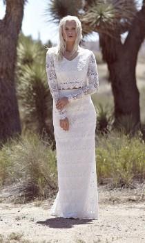 wedding photo - Lace Bridal Gown Strapless Lace Dress Off The Shoulder Bohemian Wedding