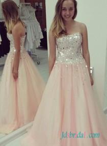 wedding photo -  Sparkly silvery sequined pink skirt long prom gown