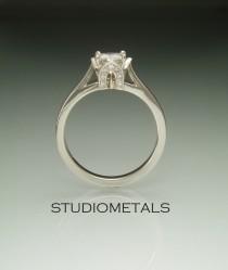 wedding photo - Lotus Engagement Ring, Princess Cut Diamond, Diamond Engagement Ring, White Gold Princess Ring, R153
