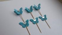 wedding photo - Blue Cupcake Toppers Butterfly , Wedding cupcake toppers, Party Picks, Food Picks, Sandwich Picks, Toothpicks