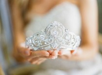 wedding photo - Bridal Tiara Art Deco Tiara - CASSANDRE Deco Glam Swarovski Bridal Tiara, Wedding Crown, Rhinestone Tiara, Wedding Tiara, Diamante Crown