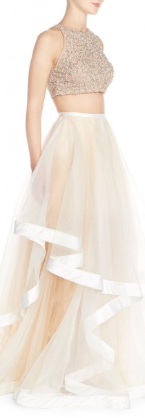 wedding photo - Glamour By Terani Couture Beaded Top & Organza Two-Piece Ballgown 