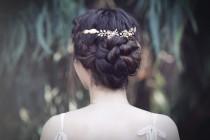 wedding photo - Mini Floral Crown, Delicate Gold Flower Tiara, Bridal Hair Accessories, Wedding Crown, Goddess Hair Piece, Dainty Floral Wreath, Flower Girl