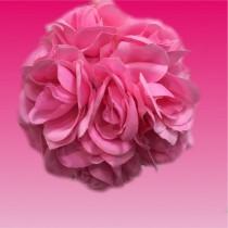 wedding photo - Pink Wedding Flower Kissing Ball ,white pomander, white wedding centerpiece, flower girl floral ball