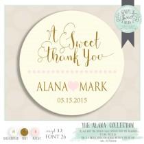 wedding photo - Wedding favor sticker perfect on boxes & bags. Comes in Color of Choice. Size 2" Round. A SWEET THANK YOU. Alana collection in Pink Gold