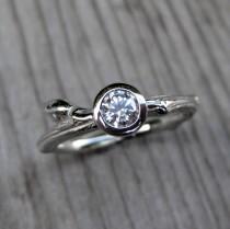 wedding photo - Moissanite Budding Branch Ring in Recycled Gold, .25ct Forever Brilliant™