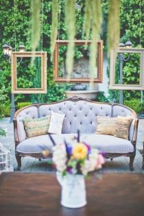 wedding photo - Vintage Couch Used For Reception Lounge