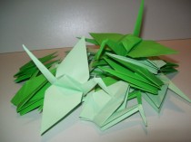 wedding photo -  Origami Paper Wedding Crane green tone, Set of 100 Wedding Crane, Origami Crane, Green Crane, Wedding Decoration Crane, Origami wedding