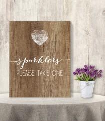 wedding photo - Sparklers, Please Take One / Summer Wedding Sparkler Sign DIY // Rustic Wood Sign, White Calligraphy Printable PDF Poster ▷ Instant Download
