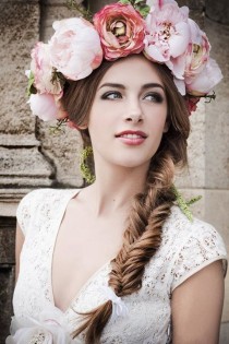 wedding photo - Bridal Pale Pink Peony & Ranunculus Flower Crown