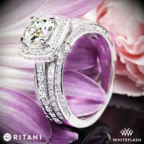 wedding photo - 18k White Gold Ritani 1RZ3156 Halo Diamond Engagement Ring