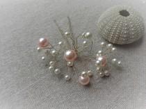 wedding photo - Hairpin large pic hairpin air bouquet ivory and Pink Pearl