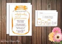 wedding photo - Wedding Invitation - Mason Jar - Painted Watercolors - Invitation and RSVP Card with Envelopes