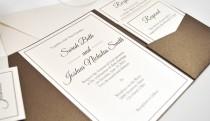 wedding photo - Pocketfold Wedding Invitation, Wedding Invitation, Bronze, Brown, Ivory, Cream, Script, Calligraphy, ELEGANT SCRIPT Design, Sample