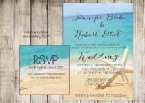 wedding photo - Beach wedding invitation. Starfish and sand at the beach. Printable file. JPG or PDF available. Tropical, beach wedding theme.