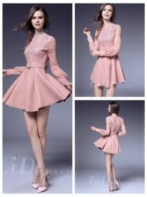 wedding photo -  Pink Long Sleeves Coctail Dress