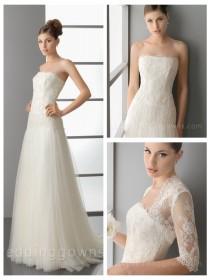 wedding photo -  Ivory Full A-Line Wedding Dress with Embroidered Bodice