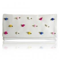wedding photo - Ivory colourful rosebud Flossie bridal clutch purse