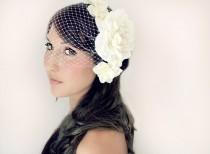wedding photo - Wedding Flowers and Veil, 5 pc set, Tiara, Ivory or White, wedding accessory, bridal headpiece - JOSIE -