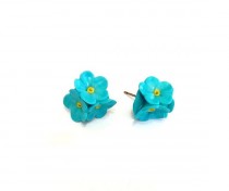 wedding photo -  Flower constancy and fidelity - forget-me, blue earrings cloves and invisible hair ornaments bride, for bridesmaids.