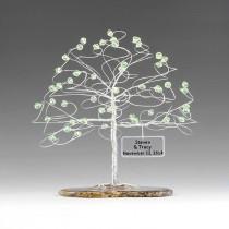 wedding photo - Personalized Tree Wedding Cake Topper Sculpture Size 6" x 6" in Swarovski Crystal Elements Custom Color Beads and Silver Copper or Gold Wire
