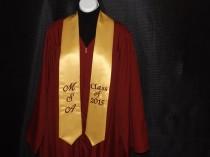 wedding photo - Graduation pointed stoles ....with three Character/ old gold satin / class of 2016  / White thread / Design your stoles your way