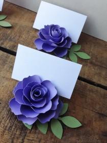 wedding photo - Purple Lavender Paper Flower Place Cards - Escort Cards - Cupcake Toppers - Wedding - Bridal Shower - Tea Party