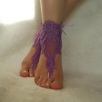 wedding photo -  purple free ship beach wedding barefoot sandals gift bridesmaid anklet sexy feet unique bangle steampunk foot accessory