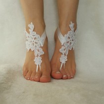 wedding photo -  snow white free ship beach wedding barefoot sandals embroidered country wedding bridesmaid gift unique foot accessory bellydance steampunk