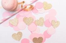wedding photo - Pink and Gold Wedding Decoration, Pink and Gold Bridal Shower decoration, Confetti