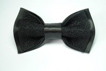 wedding photo - EMBROIDERED Black satin bow tie Formal black bow tie Men's classic bowtie Perfect men's gift Groom's bowtie