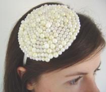 wedding photo - Cream/Ivory Pearl Fascinator, Pearl Headdress, Bridesmaid Headpiece, Beaded Cream Fascinator, Retro Style Wedding Headdress, Fascinator Hat