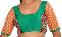 wedding photo -  Green Blouse with Net Sleeves Designer Saree Blouse