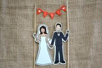 wedding photo - Illustrated Cake Topper and Pennant Banner - Customizable