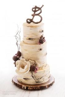 wedding photo - Birch Tree Wedding Cake