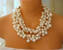 wedding photo - Ivory Wedding Statement Necklaces crocheted pearls