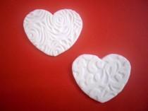 wedding photo - Wedding Fondant Edible Cupcake Toppers, White Heart Toppers, Wedding Party Decoration, Valentine Party, Bridal shower, 24 pcs