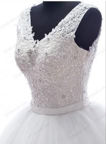 wedding photo - IS052 Casul plus size strappy puffy ball gown wedding dress