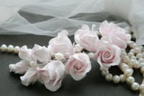 wedding photo -  Tender pink Rose Wedding Hair flower Bridal flower headpiece Wedding Flower comb Bridal flower clip Rose Hair