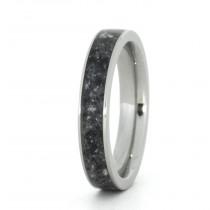 wedding photo - Gray Concrete Ring, Inlaid in a Titanium Ring used by Men and Woman as wedding bands