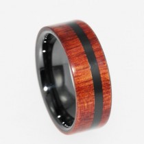 wedding photo - Black Ceramic Sleeve with Bloodwood Outlay and Ceramic Pinstripe