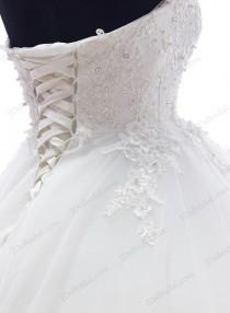 wedding photo - IS051 Plus size tulle sweetheart ball gown wedding dress
