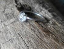 wedding photo - Raw Herkimer diamond quartz sterling silver ring, Minimalist dainty claw set gemstone ring, promise or engagement ring