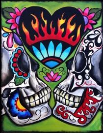 wedding photo - Two Of Hearts, Day Of The Dead Art By Melody Smith